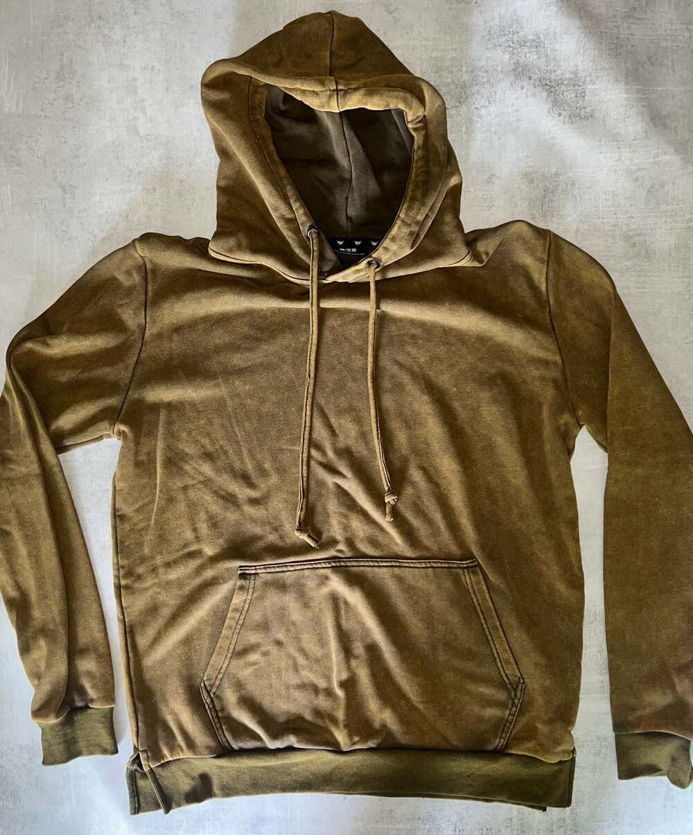 Size Up Apparel Acid Wash Distressed Pullover Hoodie Brown Size L